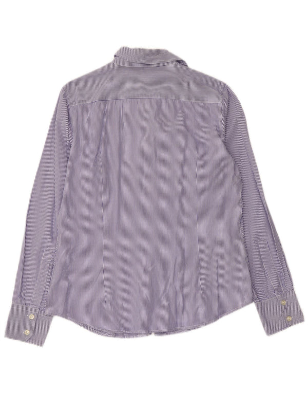 BENETTON Γυναικείο πουκάμισο UK 16 Large Blue Pinstripe Cotton