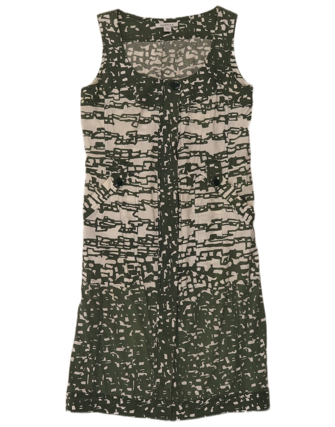 Γυναικείο Αμάνικο Πουκάμισο MARELLA UK 12 Μεσαίο πράσινο γεωμετρικό