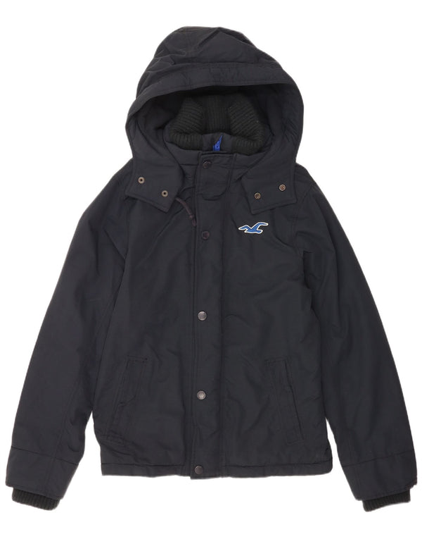 Ανδρικό μπουφάν με κουκούλα Hollister UK 38 Medium Navy Blue Nylon