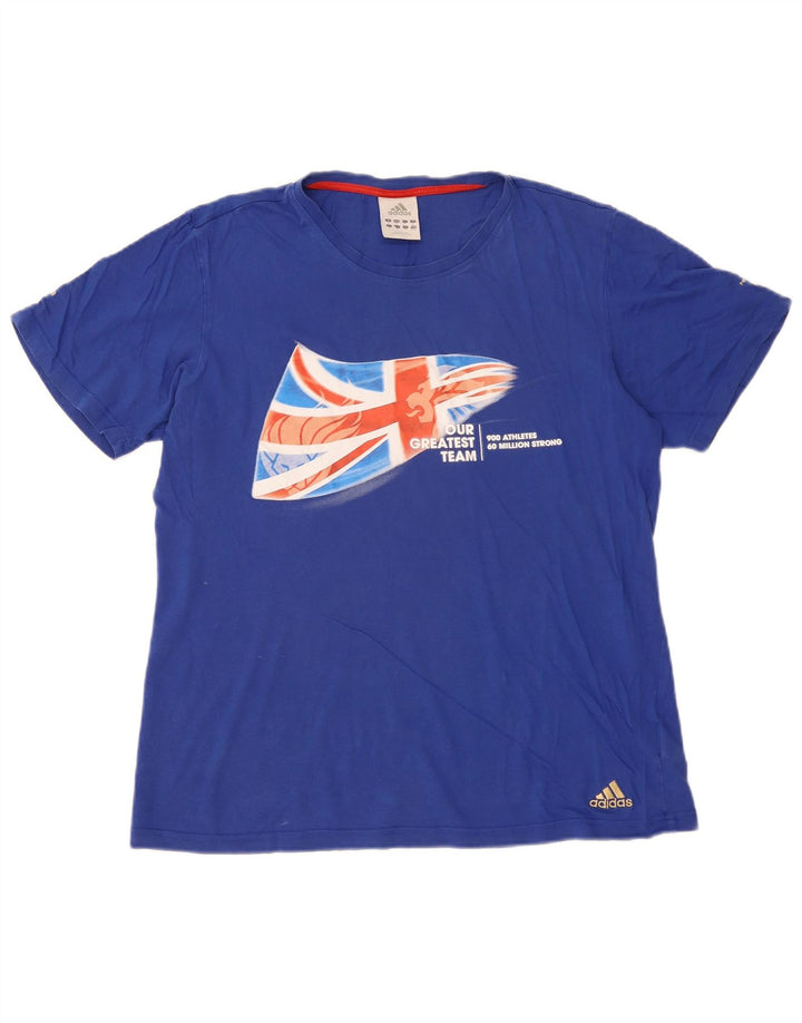 Ανδρικό γραφικό T-Shirt Adidas Top από μεσαίο μπλε βαμβακερό