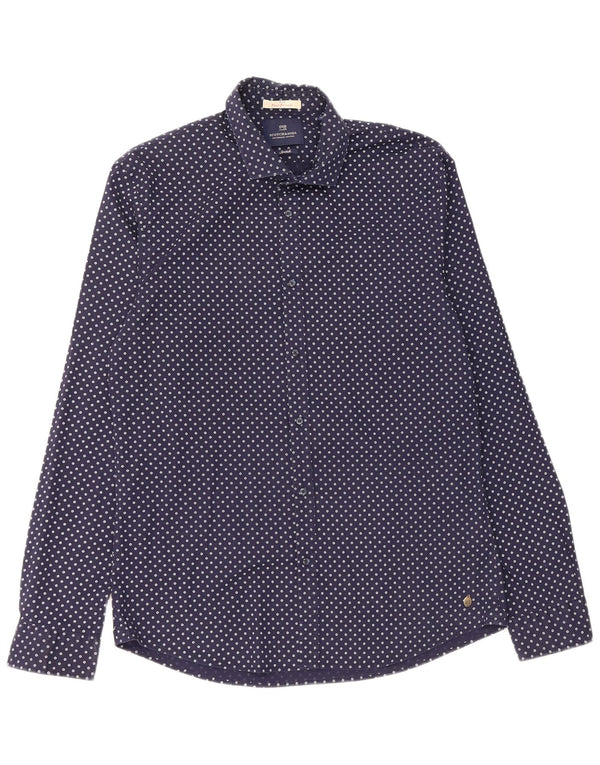 Ανδρικό πουκάμισο Scotch & Soda XL, Βαμβακερό με στίγματα σε μπλε ναυτικό
