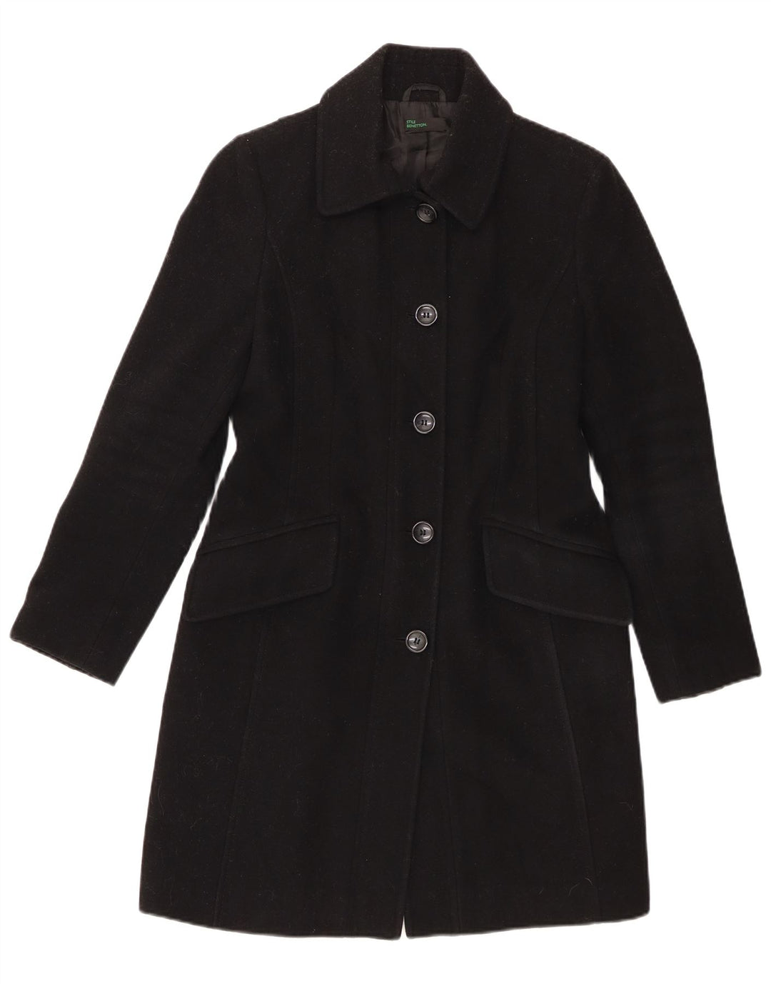 Γυναικείο παλτό Benetton UK 10 Small Black Wool
