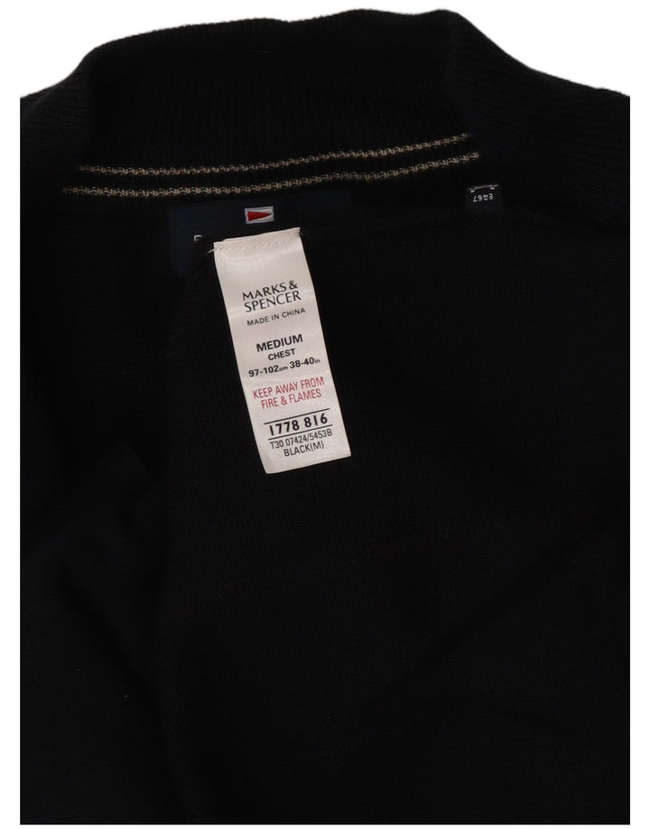Ανδρικό πουλόβερ Marks & Spencer Μπλε Harbor Cardigan Medium Navy Blue Cotton