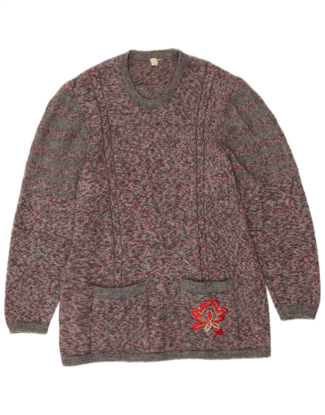 VINTAGE Γυναικείο πουλόβερ με λαιμόκοψη UK 16 Μεγάλο πολύχρωμο Flecked