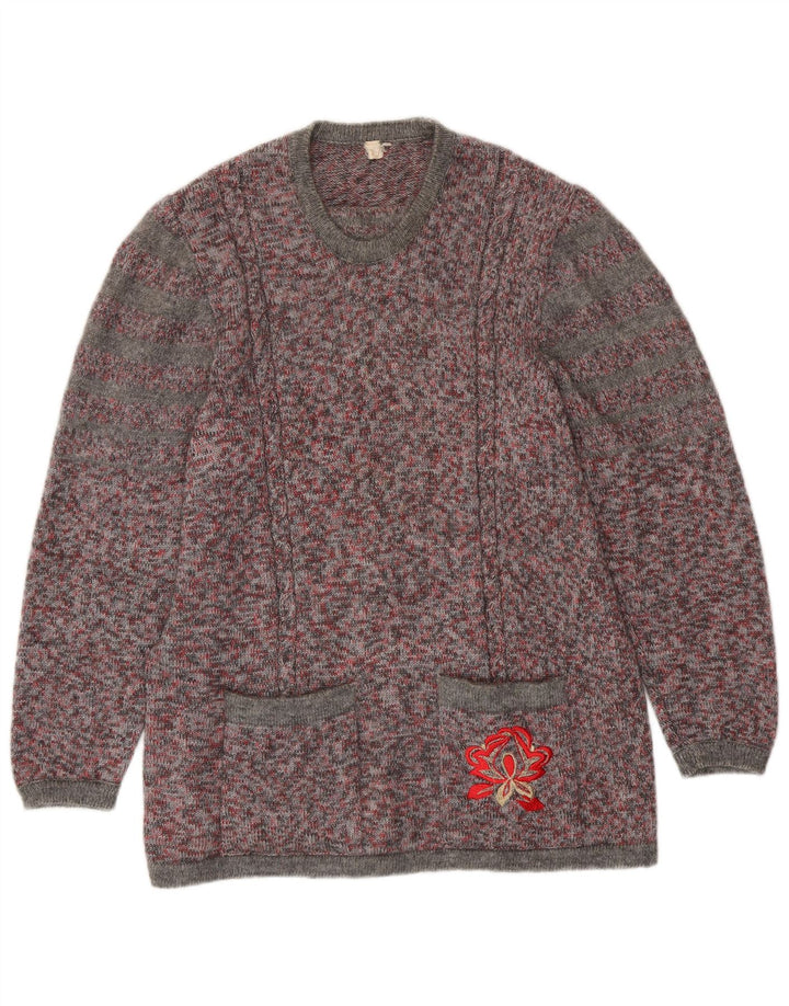 VINTAGE Γυναικείο πουλόβερ με λαιμόκοψη UK 16 Μεγάλο πολύχρωμο Flecked