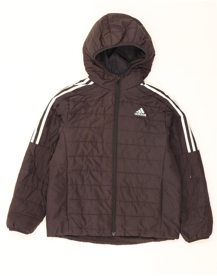 Μπουφάν Adidas Boys με κουκούλα με επένδυση 10-11 ετών Μεσαίο μαύρο πολυεστέρα