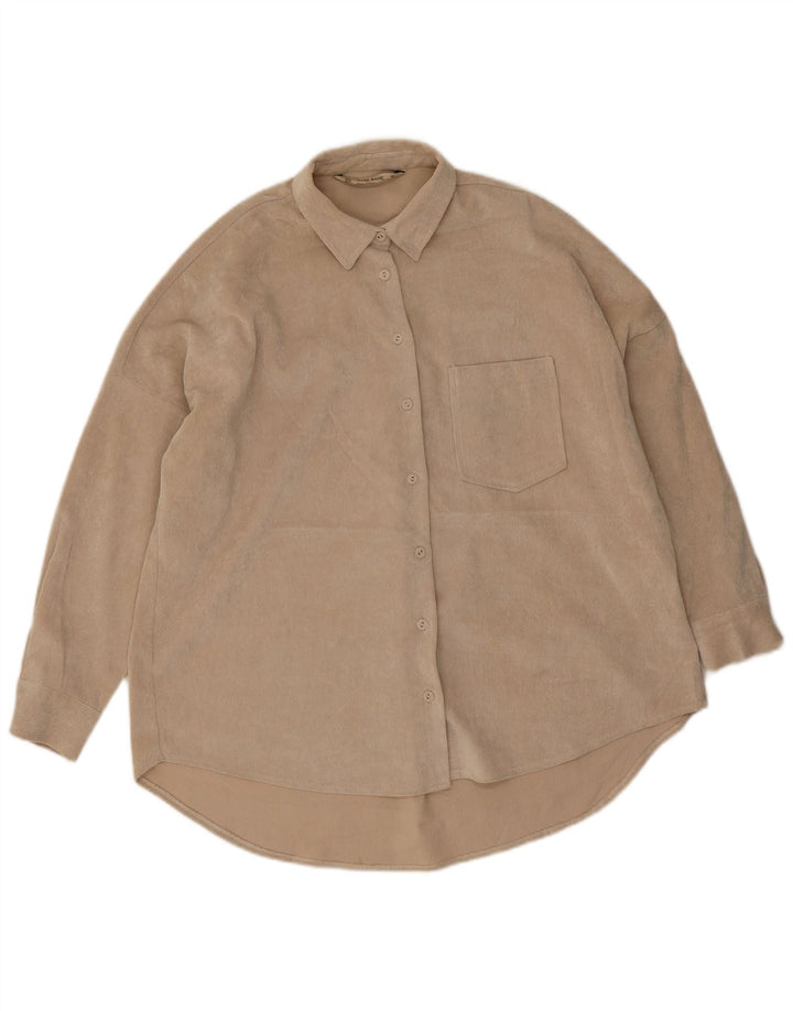 Zara Γυναικείο κοτλέ πουκάμισο UK 10 Small Beige Polyester