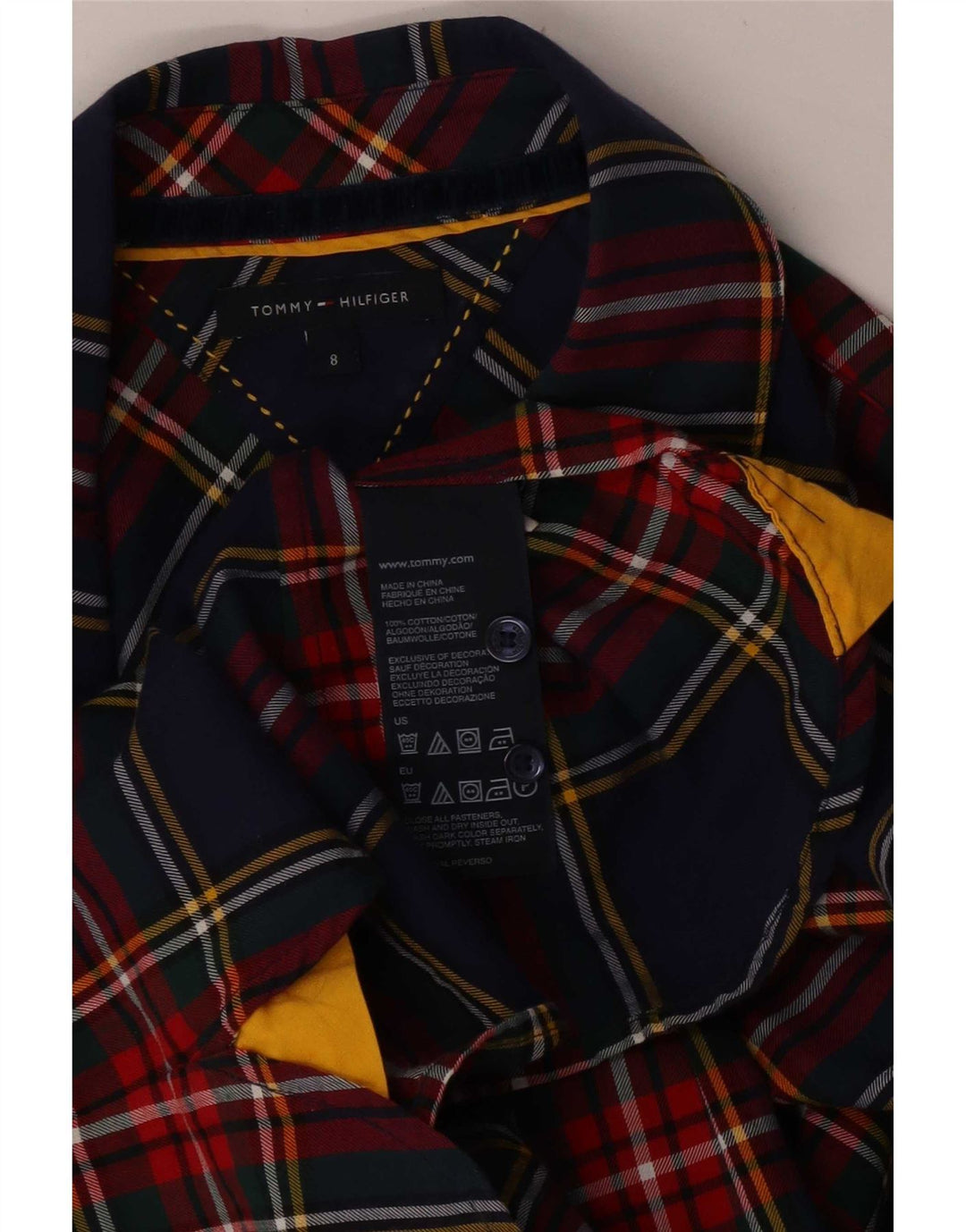 Tommy Hilfiger Γυναικείο Φανελένιο Πουκάμισο US 8 Μεσαίο μπλε ναυτικό καρό βαμβακερό