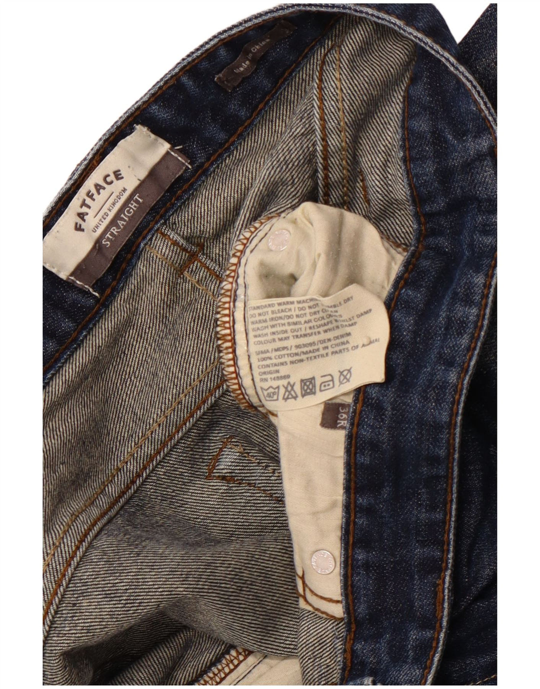 FAT FACE Ανδρικό Acid Wash κανονική εφαρμογή ίσιο τζιν W36 L31 μπλε βαμβακερό