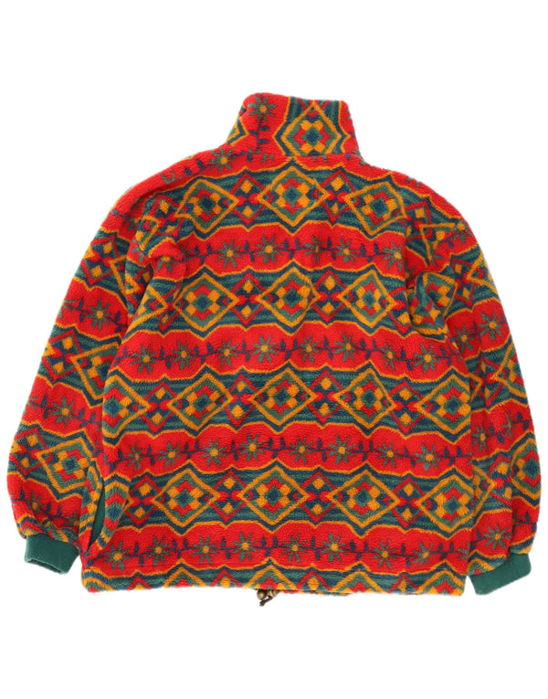 Vintage Γυναικείο Oversized Fleece Jacket UK 18 XL Red Geometric