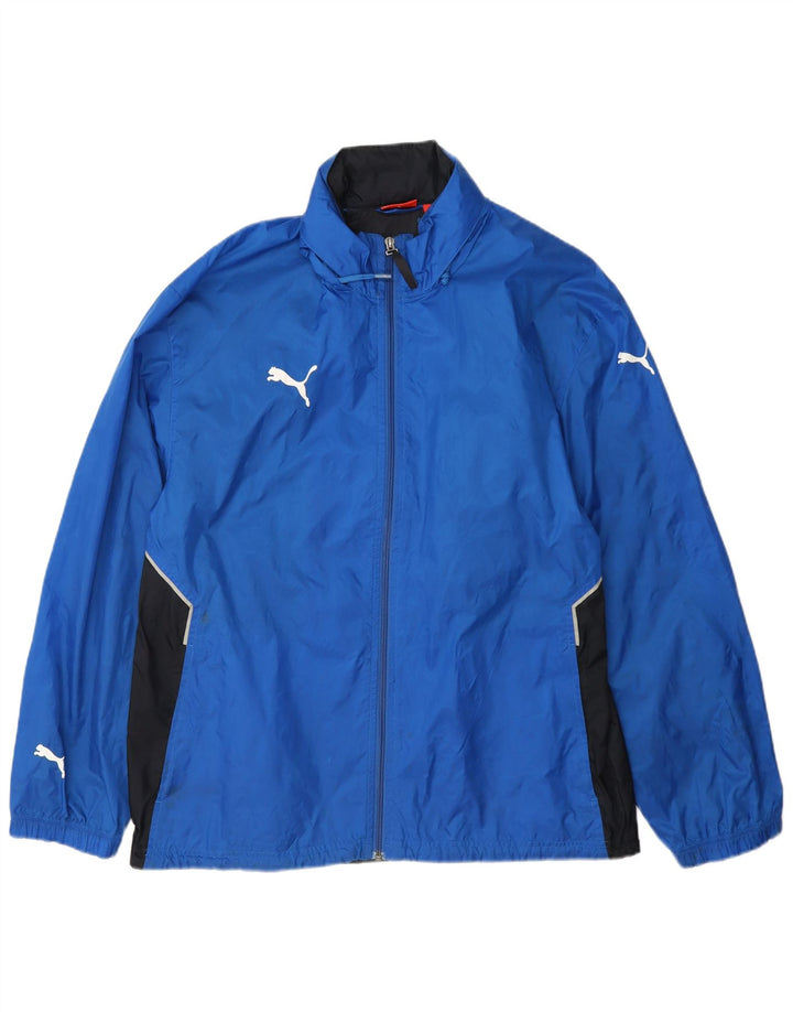 Puma Ανδρικό μπουφάν βροχής με κουκούλα UK 38 Medium Blue Colorblock Nylon