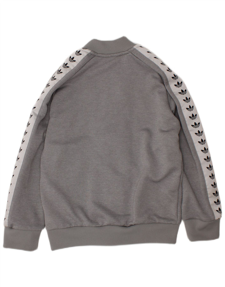 ADIDAS Boys Graphic Tracksuit Top Jacket 5-6 Years Grey Colourblock