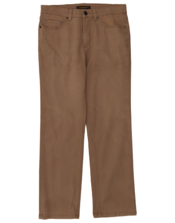 Paddock's Mens Straight Casual Trousers W34 L30 Brown Cotton