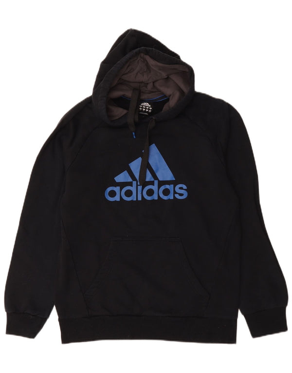 Ανδρικό γραφικό κουκούλα Adidas, μεσαίο μαύρο βαμβακερό