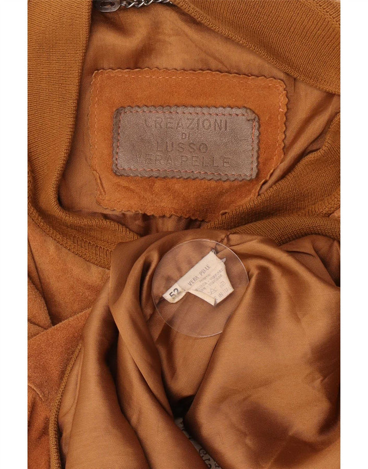 Ανδρικό Suede Bomber Jacket Lusso IT 52 XL Καφέ Δερμάτινο