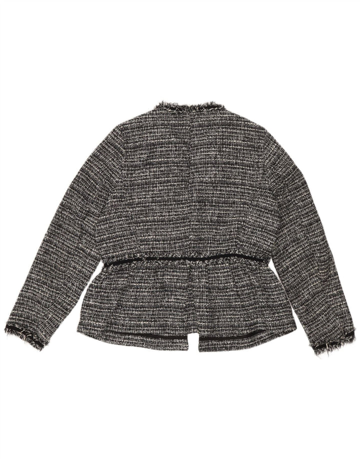 Zara Γυναικείο Open Blazer Jacket UK 6 XS Μαύρο ριγέ πολυεστέρα
