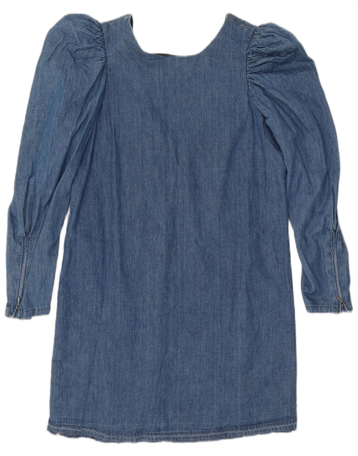 Vintage γυναικείο μακρυμάνικο τζιν φόρεμα UK 12 Medium Blue
