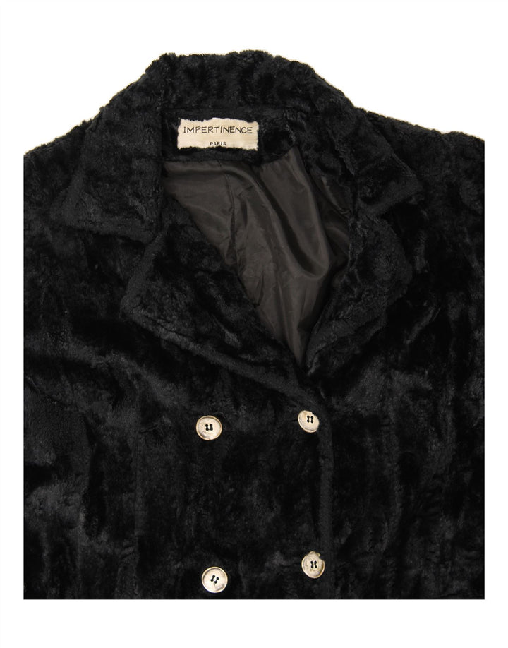 VINTAGE Womens Fleece Overcoat UK 16 Large Navy Blue Vintage Vintage and Second-Hand Vintage from Messina Hembry 