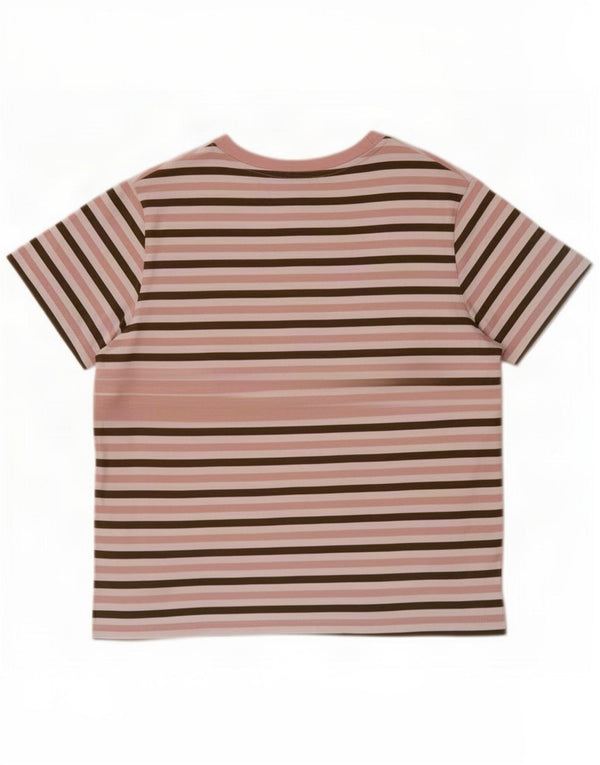 Marks & Spencer Γυναικείο T-Shirt τοπ UK 14 μεγάλο ροζ βαμβακερό ριγέ