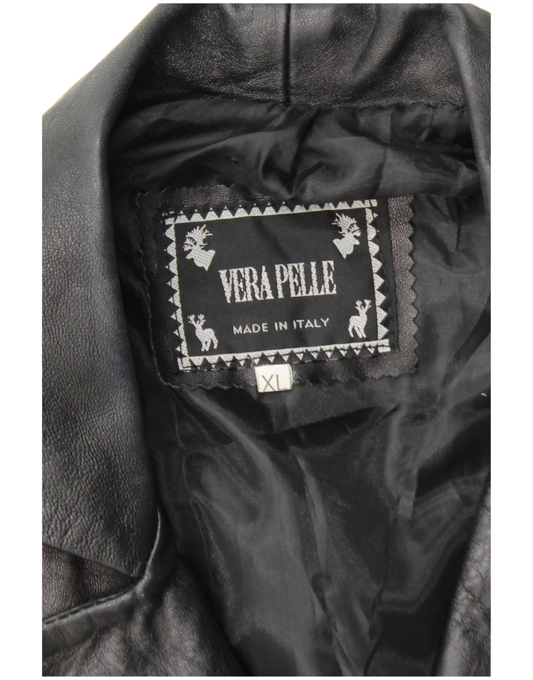 VINTAGE Γυναικείο Δερμάτινο Παλτό UK 18 XL Μαύρο Δερμάτινο