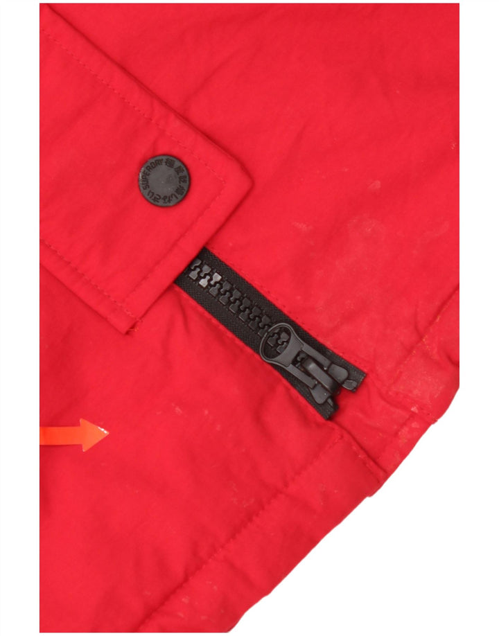 Superdry γυναικείο μπουφάν Parka με κουκούλα μεγάλου μεγέθους UK 10 Small Red Nylon