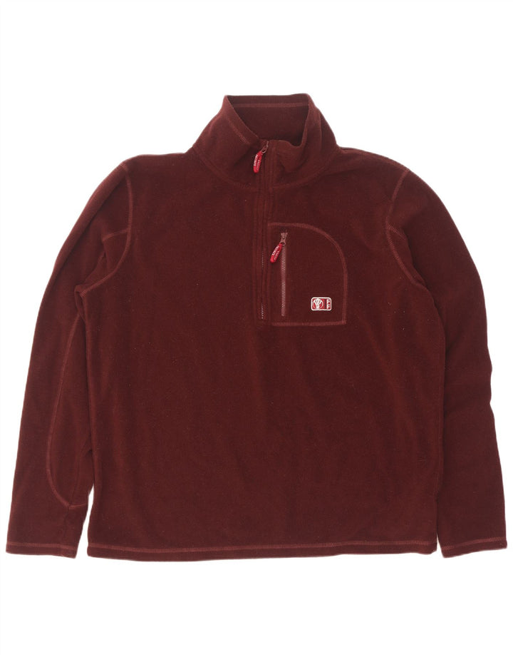 Fat Face Ανδρικό φερμουάρ Fleece Jumper Large Maroon Πολυεστέρας