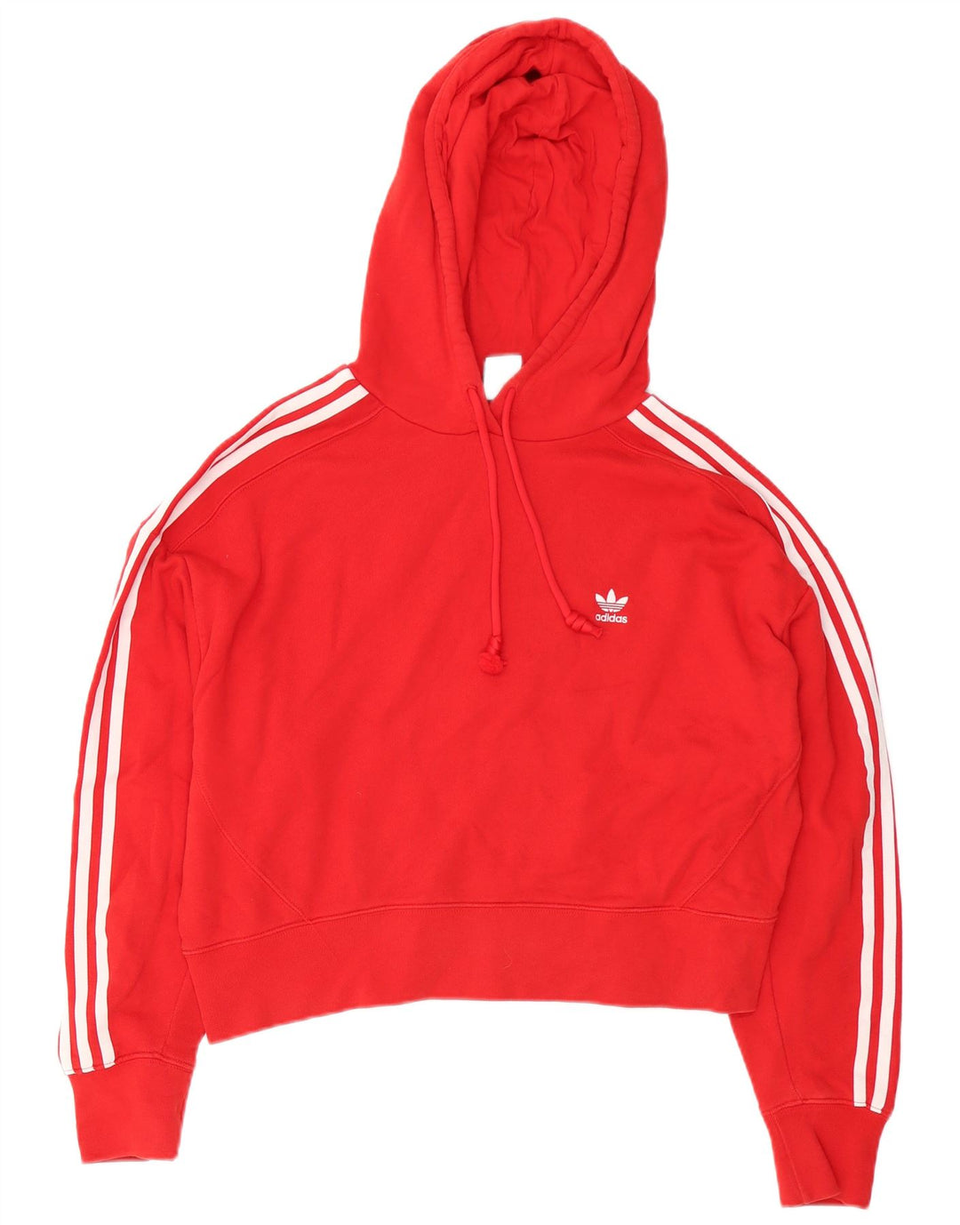 Γυναικεία Adidas Crop Oversized Hoodie Jumper UK 12 μεσαίο κόκκινο βαμβακερό