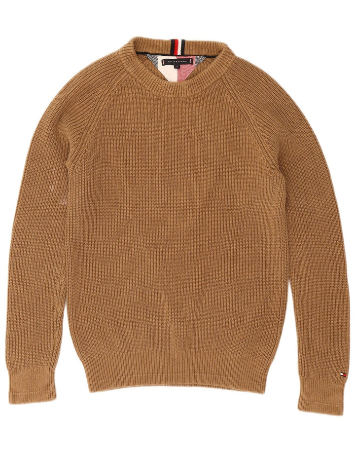 Ανδρικό πουλόβερ Tommy Hilfiger Boat Neck Jumper Βαμβακερό μεσαίο καφέ