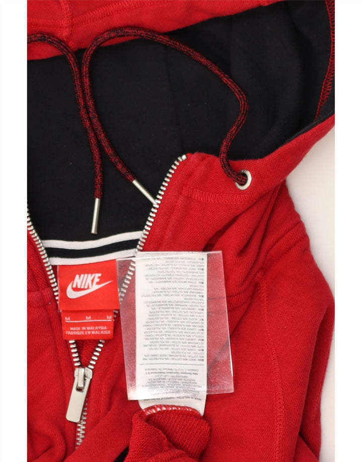 NIKE Mens Graphic Zip Hoodie Sweater Medium Red Cotton Vintage Nike and Second-Hand Nike from Messina Hembry 