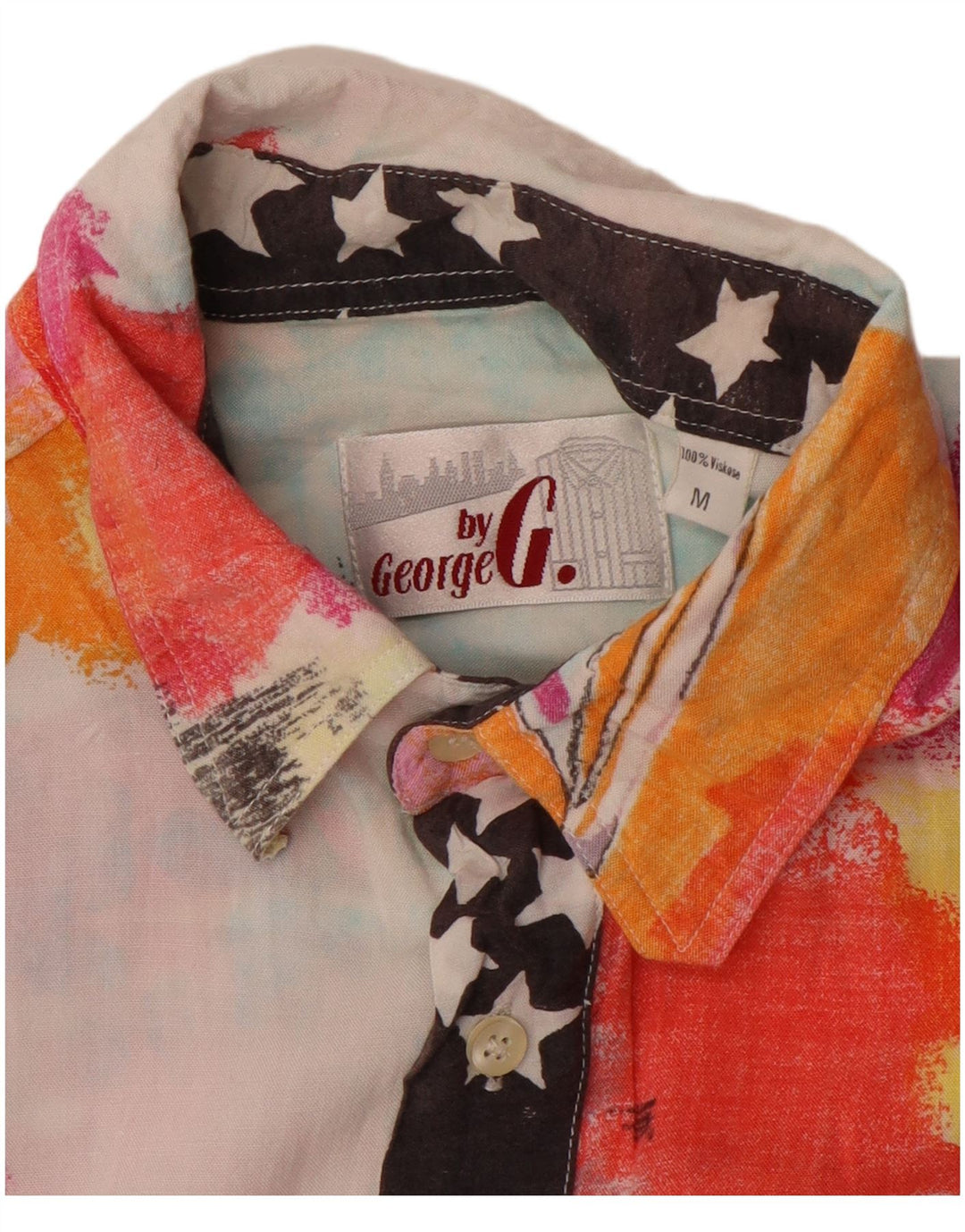 Vintage ανδρικό πουκάμισο με κοντό μανίκι με αφηρημένο σχέδιο, μεσαίο πολύχρωμο