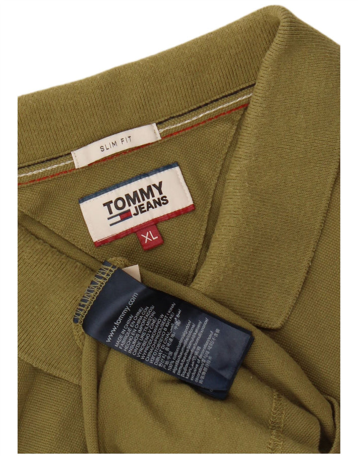 TOMMY HILFIGER Ανδρικό Slim Fit Πόλο Μπλουζάκι XL Χακί Βαμβακερό