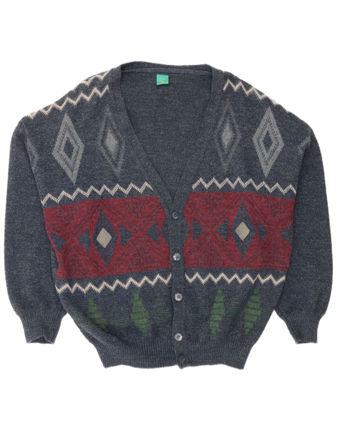 CANDA Ανδρικό πουλόβερ ζακέτα Loose Fit 2XL Navy Blue Argyle/Diamond Acrylic