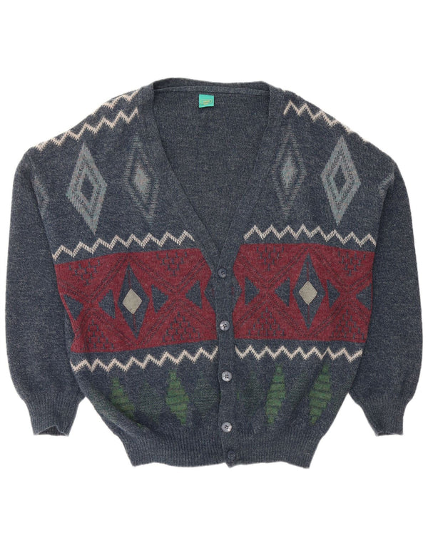 CANDA Ανδρικό πουλόβερ ζακέτα Loose Fit 2XL Navy Blue Argyle/Diamond Acrylic