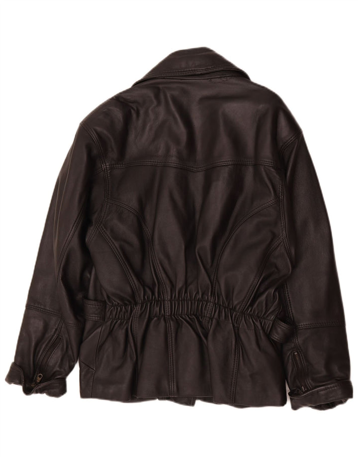 Vintage Γυναικείο Δερμάτινο Μπουφάν Biker UK 14 Medium Black Leather