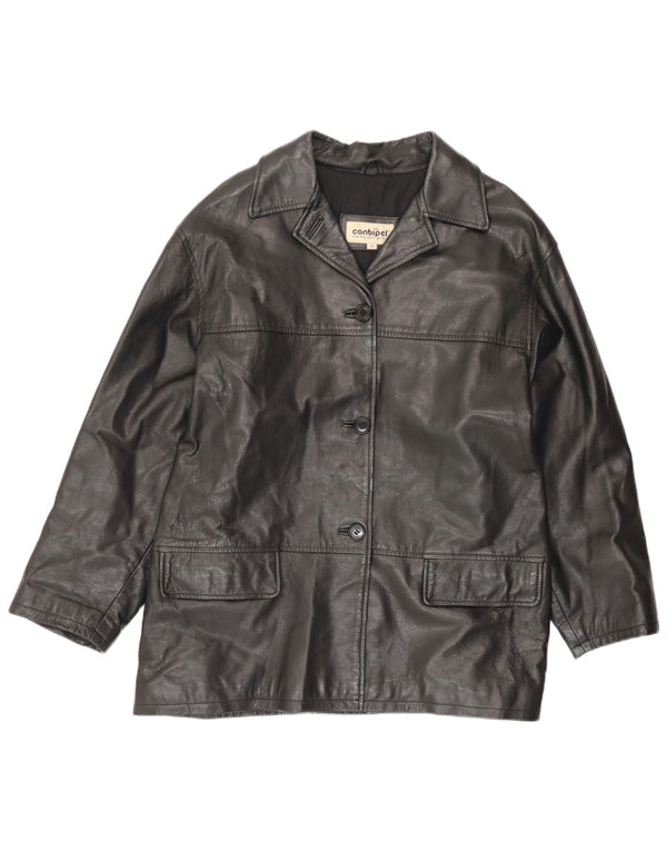 Conbipel Γυναικείο Loose Fit Δερμάτινο Μπουφάν IT 46 Large Μαύρο Δερμάτινο