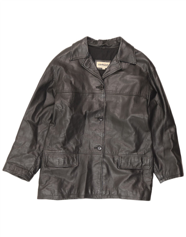 Conbipel Γυναικείο Loose Fit Δερμάτινο Μπουφάν IT 46 Large Μαύρο Δερμάτινο