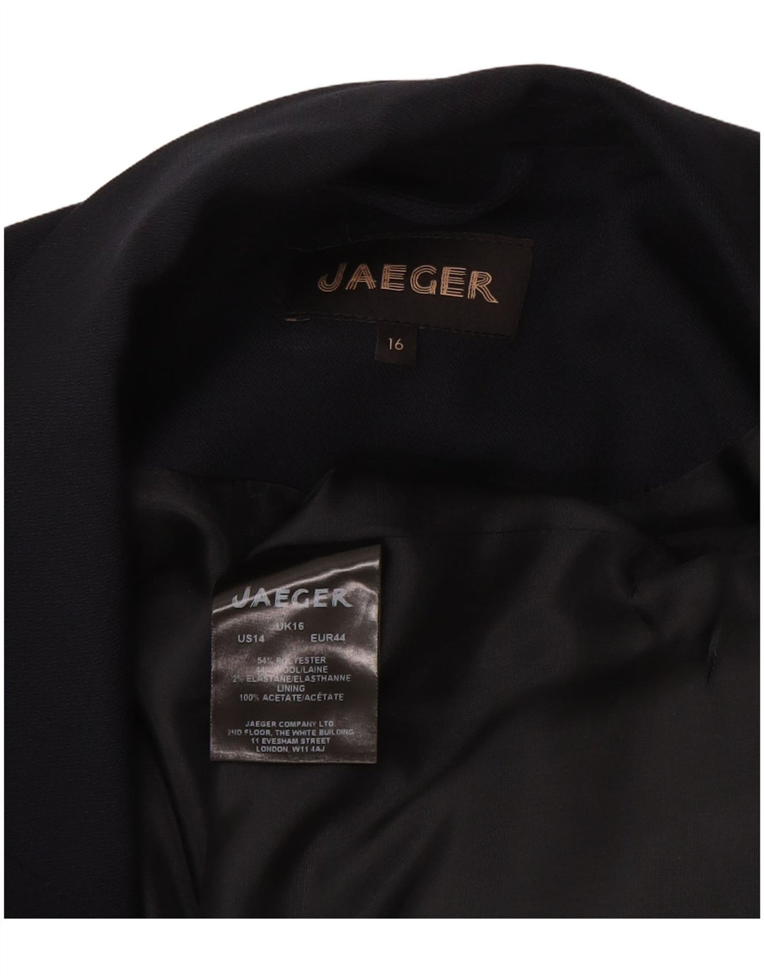 Jaeger Γυναικείο Longline Αμάνικο Μπουφάν UK 16 Large Navy Blue