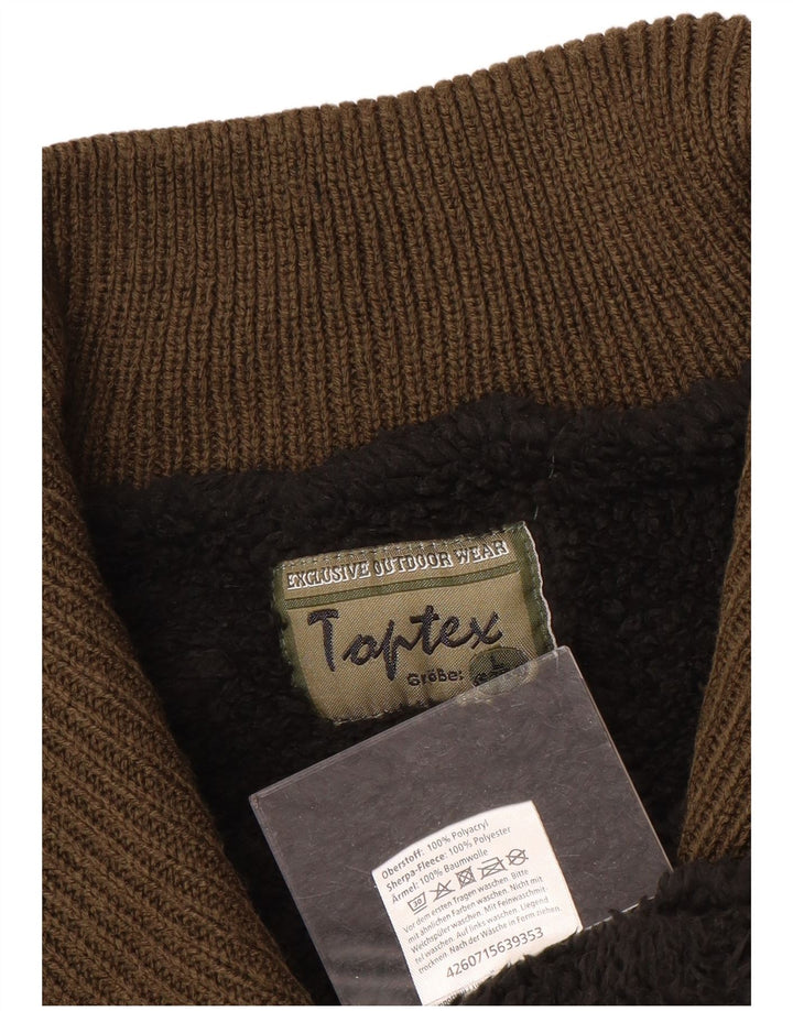 VINTAGE Ανδρικό πουλόβερ με φερμουάρ IT 52/54 Μεγάλο καφέ πολυακρυλικό