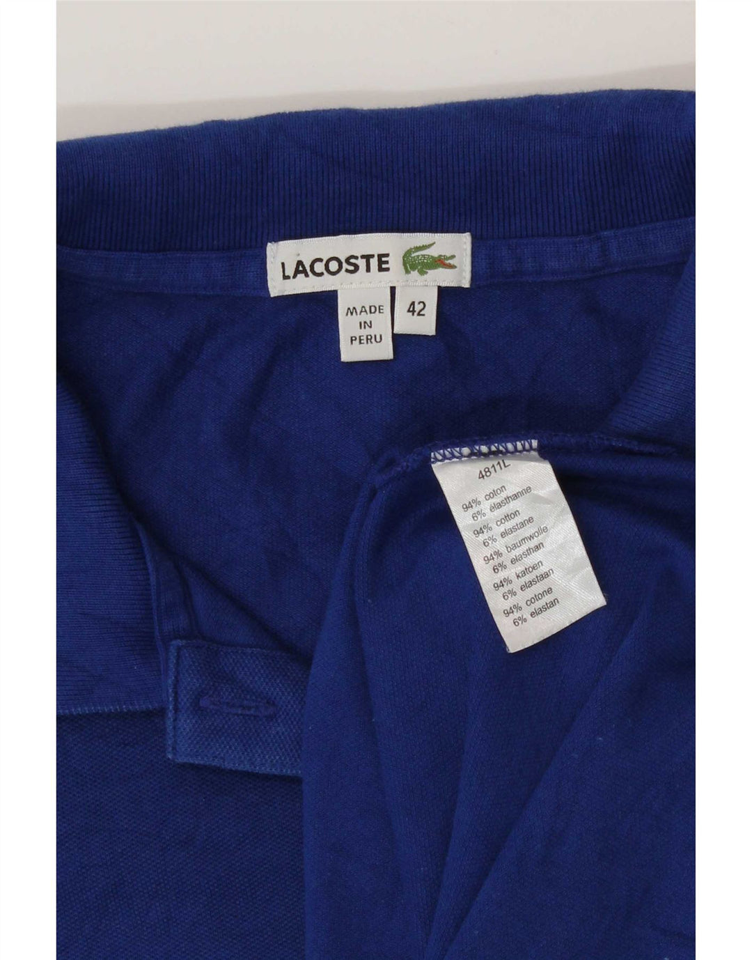 Lacoste Γυναικείο Πόλο Μπλουζάκι Νούμερο 42 Μεγάλο Μπλε Βαμβακερό