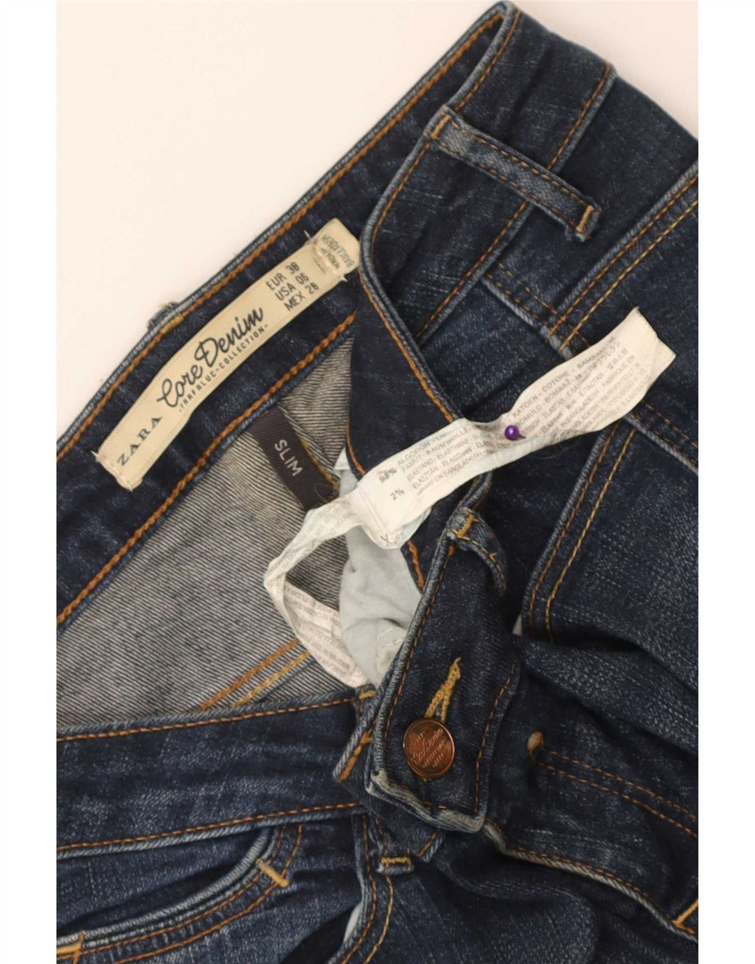 Zara Γυναικείο Slim Jeans EU 38 Small W28 L32 Μπλε βαμβακερό