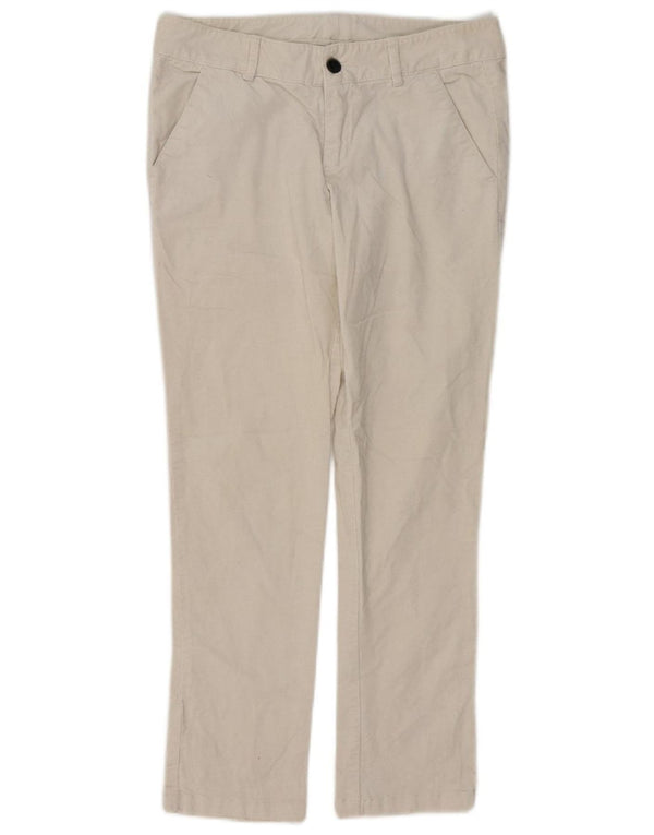 BENETTON Womens Slim Corduroy Trousers IT 40 Small W30 L26 Off White