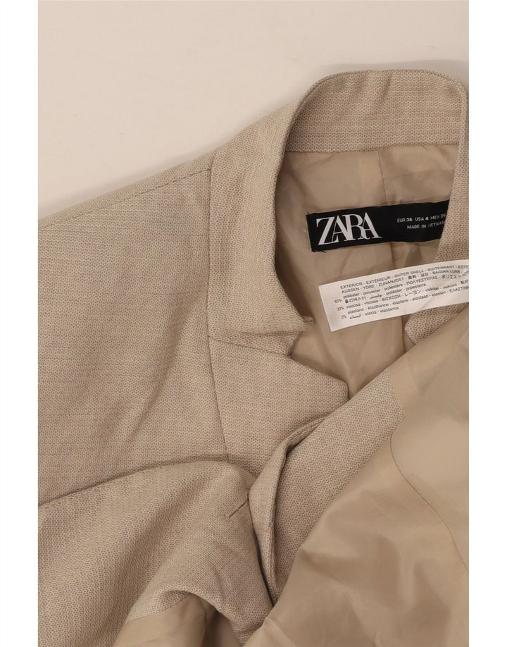 ZARA Γυναικείο μπουφάν σακάκι με 1 κουμπί EU 36 XS Μπεζ πολυεστέρας