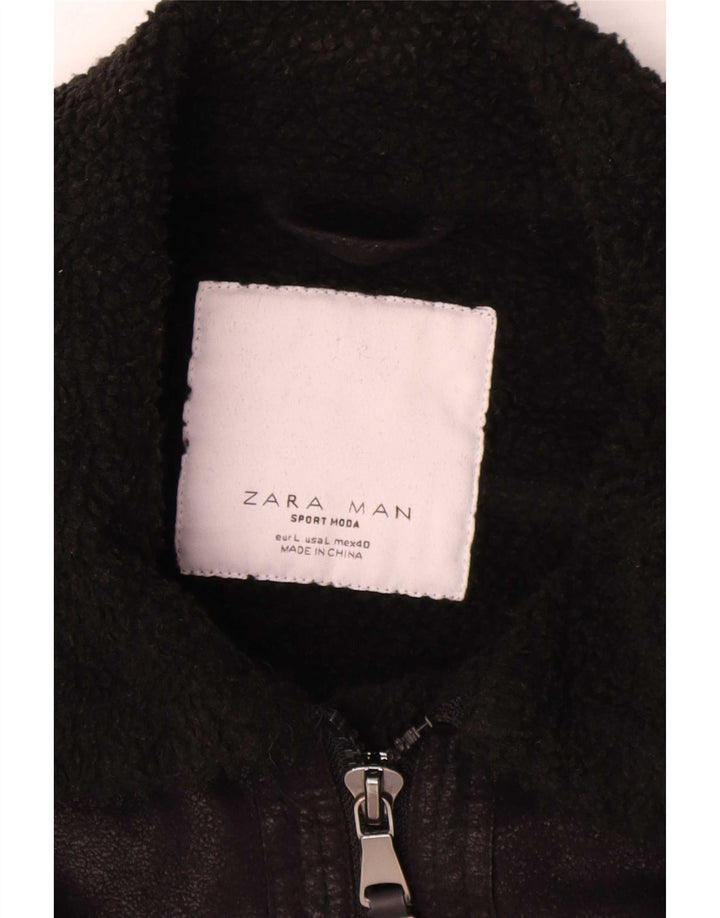 Zara Mens Sherpa Jacket UK 40 Large Black