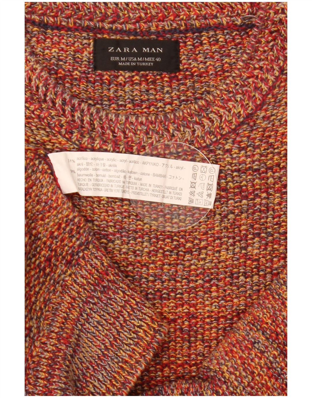Zara Ανδρικό πουλόβερ με λαιμόκοψη, μεσαίο πολύχρωμο ακρυλικό