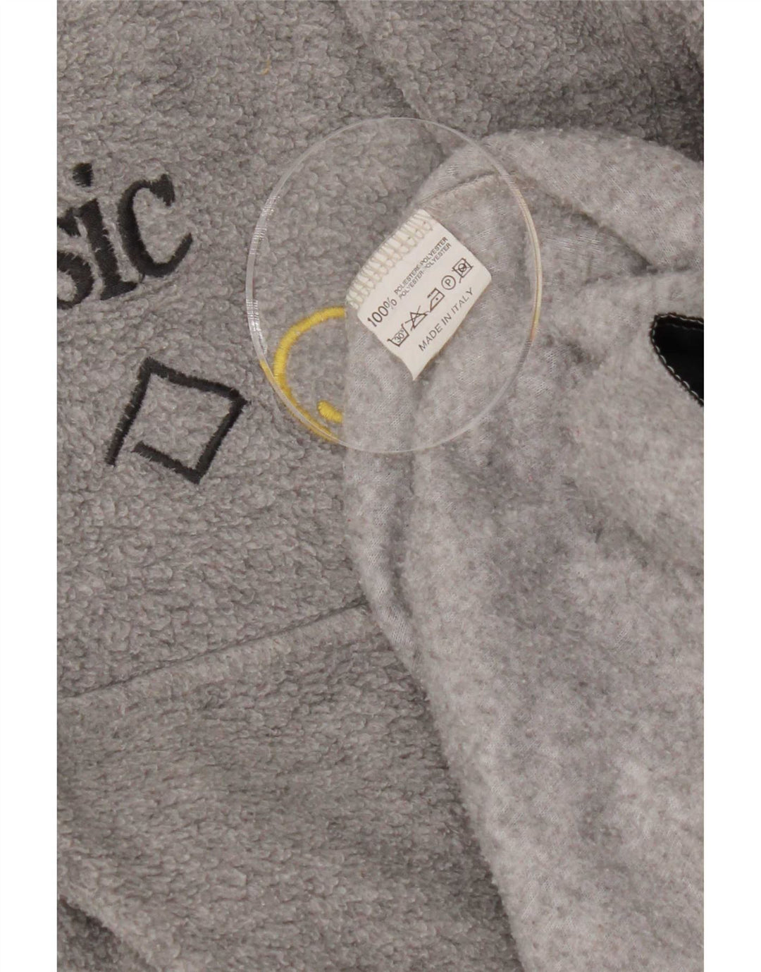 Basic Ανδρικό φερμουάρ Fleece Jumper Μεγάλος Γκρι Γεωμετρικός Πολυεστέρας
