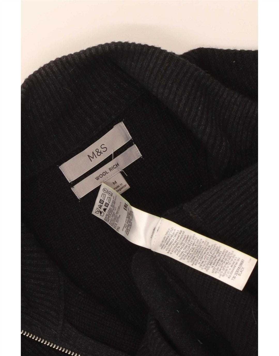 Ανδρικό πουλόβερ ζακέτα Marks & Spencer, μεσαίο μαύρο μαλλί