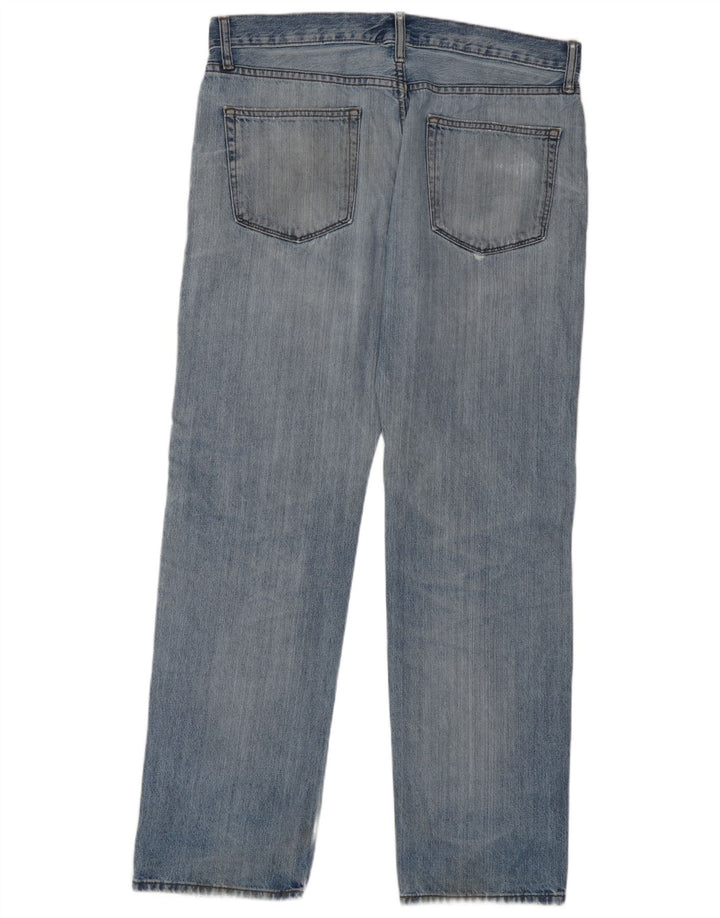 Marks & Spencer Mens Distressed Regular Straight Jeans W36 L31 Μπλε βαμβακερό