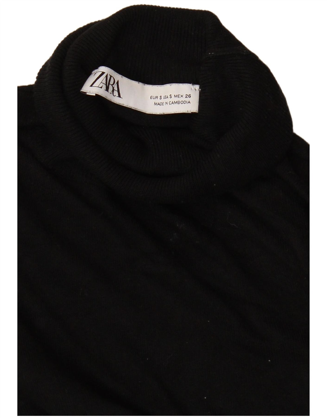 Zara Γυναικείο πουλόβερ με ρολό λαιμόκοψη UK 10 Small μαύρο