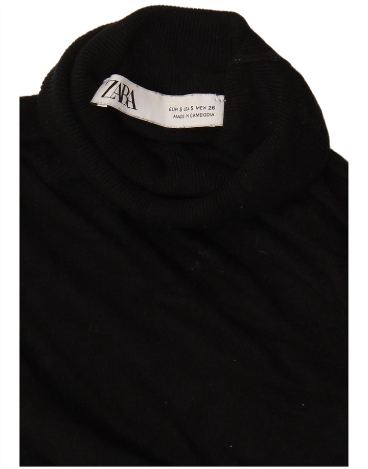 Zara Γυναικείο πουλόβερ με ρολό λαιμόκοψη UK 10 Small μαύρο