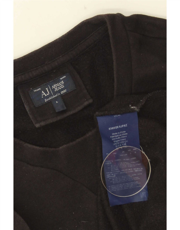 Armani Ανδρικό Φούτερ γραφικό Jumper Μεγάλο Μαύρο Βαμβακερό